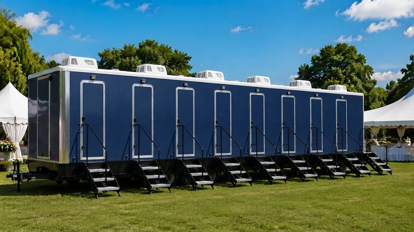 8 stall restroom trailer from our Encinitas fleet